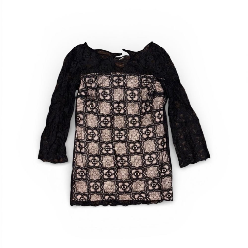 156. Max Studio Women’s Y2K Black Lace Long Sleeve Top Size XS